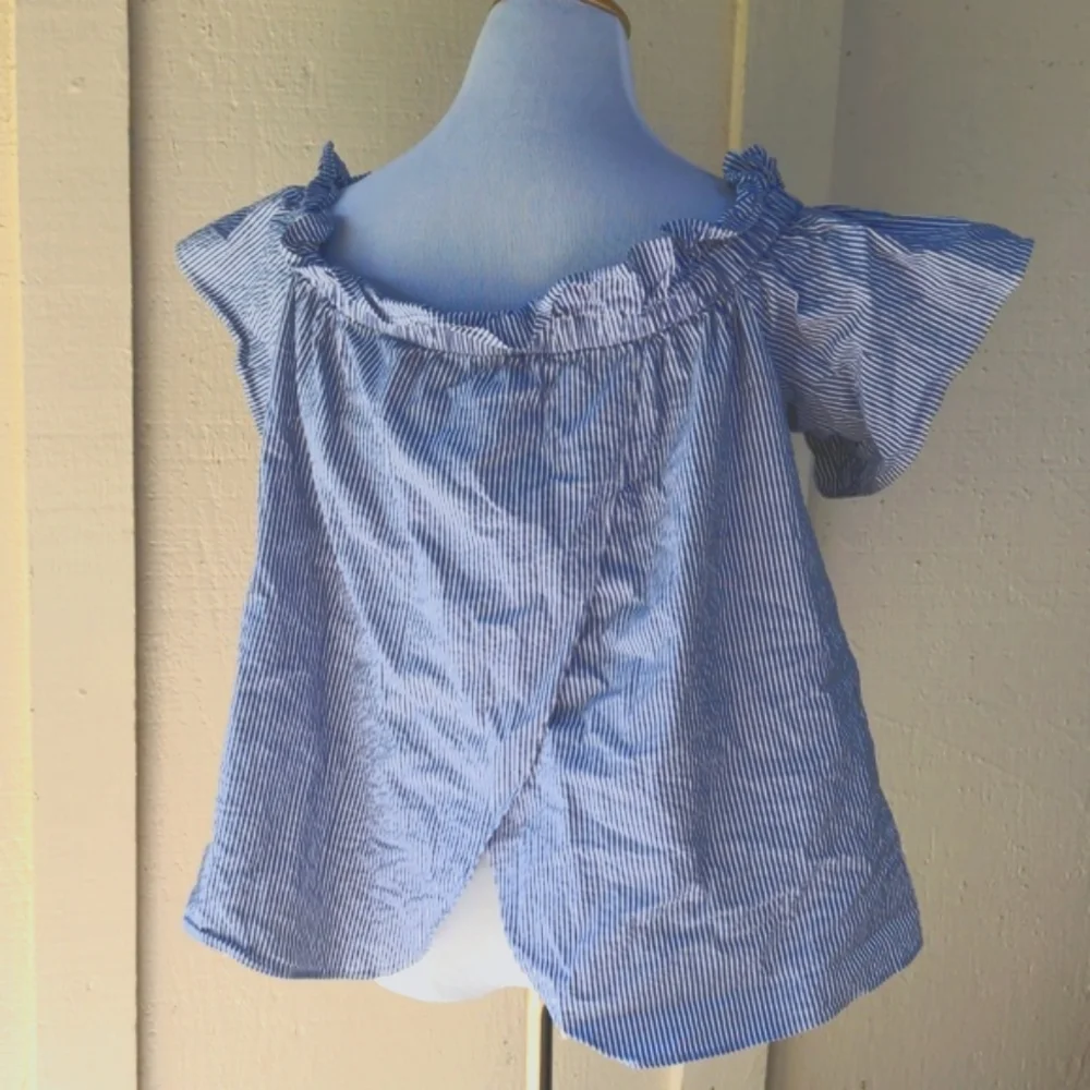 Rachel Roy Erla Seersucker Off-the-Shoulder Top - Picture 6 of 8